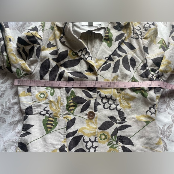 Banana Republic Y2K Linen Floral Blazer 8 Safari Goblincore Fairy Cottagecore - Picture 11 of 13